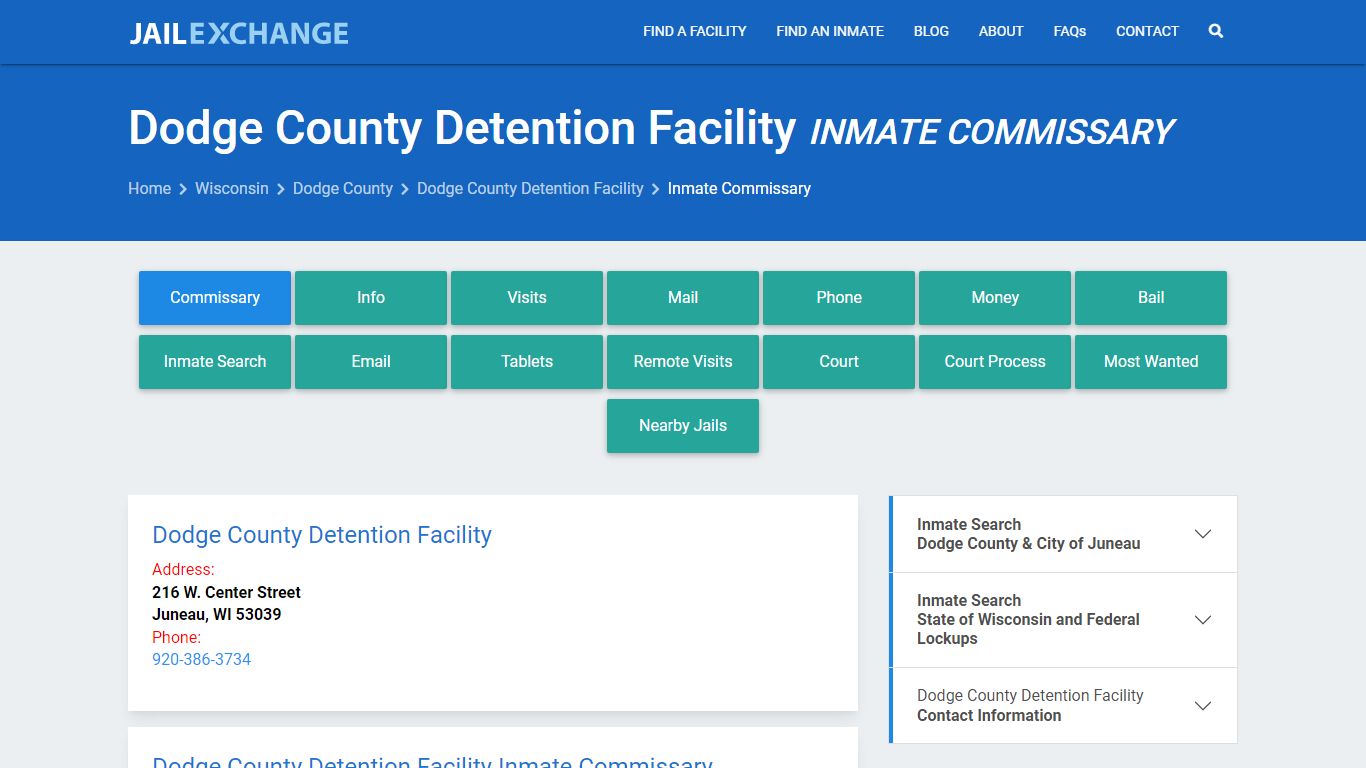 Dodge County Detention Facility Inmate Commissary - Jail Exchange