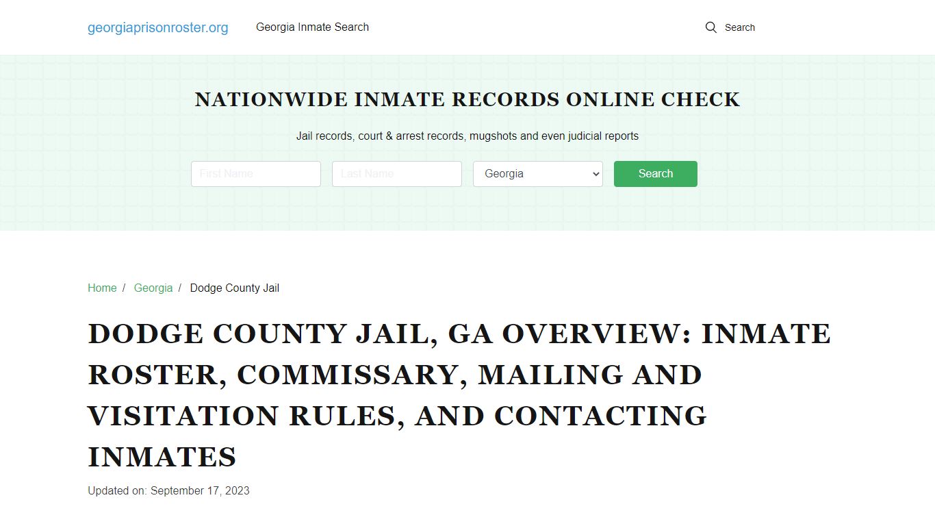 Dodge County Jail, GA: Inmate Search, Visitation & Contact Info